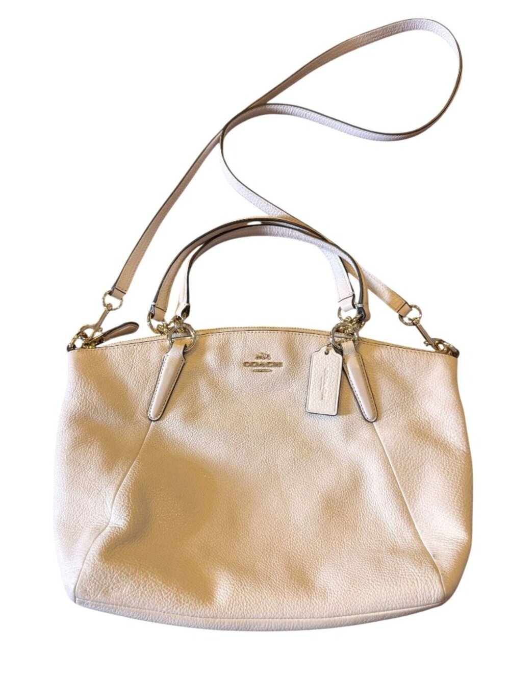 Coach Kelsey Ivory Leather Shoulder Bag Satchel Crossbody Everyday Purse Classic